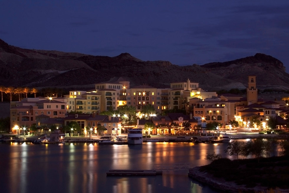 Lake las vegas community at night